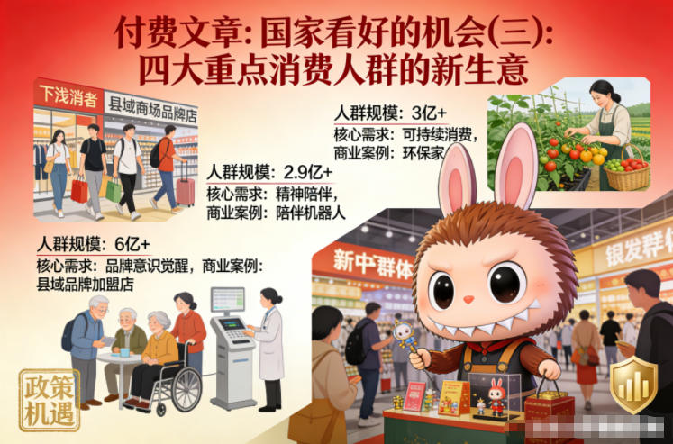 付费文章：国家看好的机会(三)：四大重点消 费人群的新生意-聚业