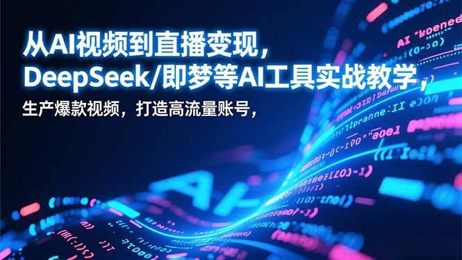 从AI视频到直播变现，DeepSeek/即梦等AI工具实战教学，生产爆款视频，打造高流量账号-聚业