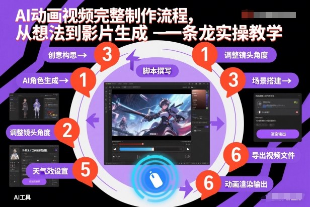 AI动画视频完整制作流程,从想法到影片生成一条龙实操教学-聚业