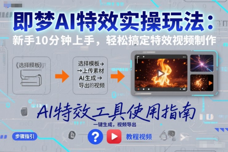 即梦AI特效实操玩法:新手10分钟上手,轻松搞定特效视频制作-聚业