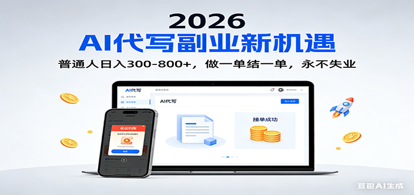 2026 副业首选!AI 代写日入 300-800,普通人0门槛,做一单结一单!-聚业