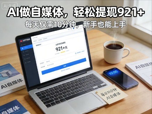 每天花费10分钟,头条号收益921+,用AI做自媒并不难【附视频教程】-聚业