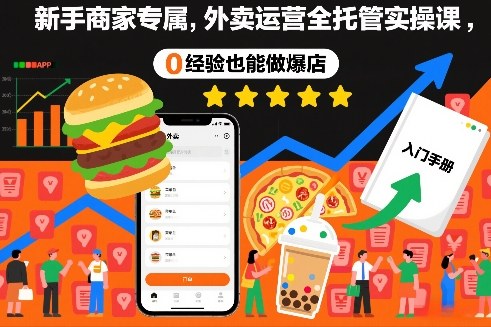 新手商家专属,外卖运营全托管实操课,0经验也能做爆店-聚业