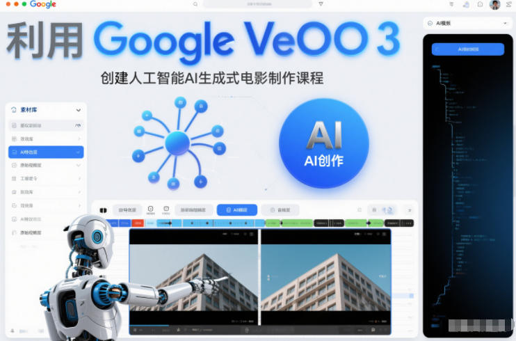 利l用Google Veo 3创建人工智能AI生成式电影制作课程,使用人工智能的力量创建令人惊叹的视频-聚业
