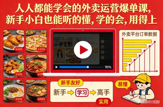 人人都能学会的外卖运营爆单课,新手小白也能听的懂,学的会,用得上-聚业