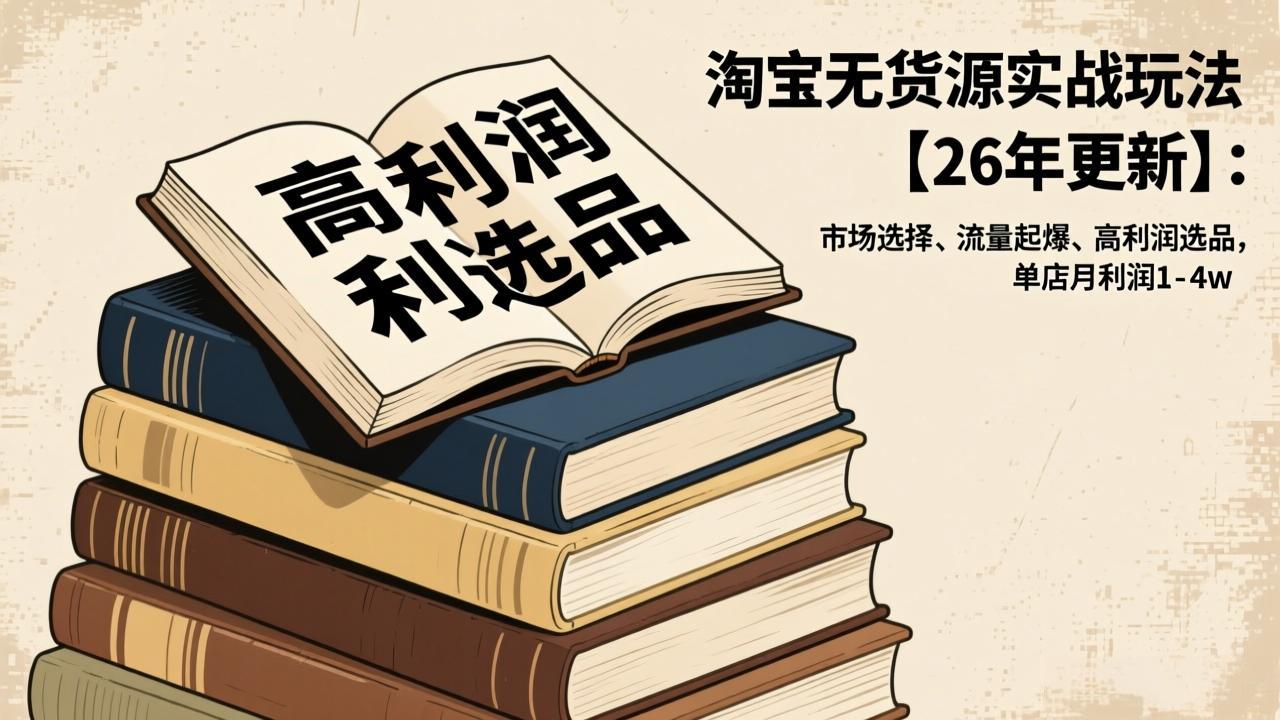 淘宝无货源实战玩法【26年更新】：市场选择、流量起爆、高利润选品，单店月利润1-4w-聚业