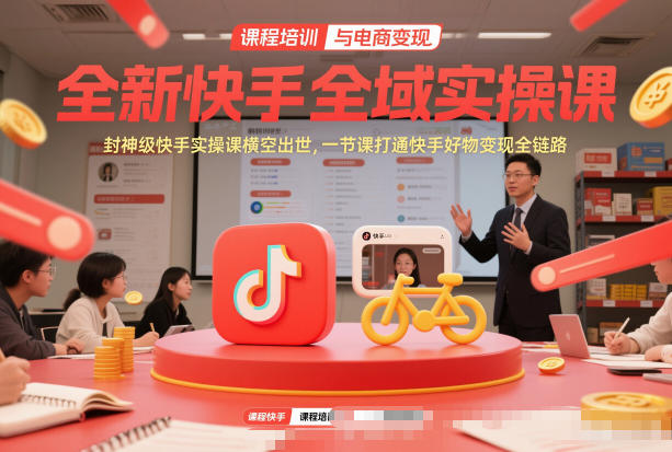 全新快手全域实操课，封神级快手实操课横空出世，一节课打通快手好物变现全链路-聚业