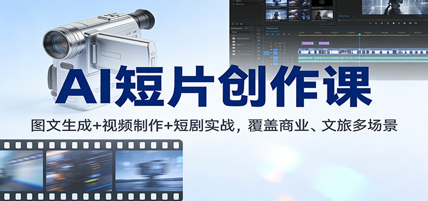 AI短片创作课:图文生成+ 视频制作+短剧实战,覆盖商业、 文旅多场景-聚业