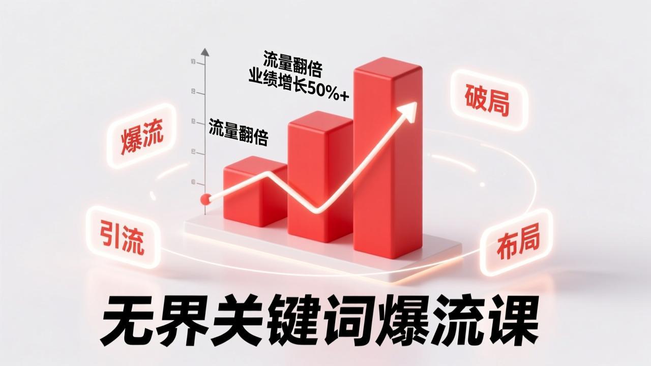 无界关键词爆流课，破局布局逻辑、阶段精准引流，实现流量翻倍，店铺业绩增长50%+。-聚业
