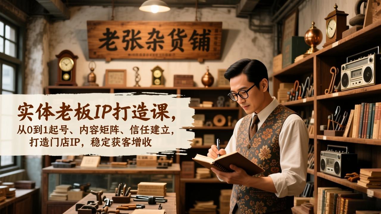 实体老板IP打造课，从0到1起号、内容矩阵、信任建立，打造门店IP，稳定获客增收-聚业