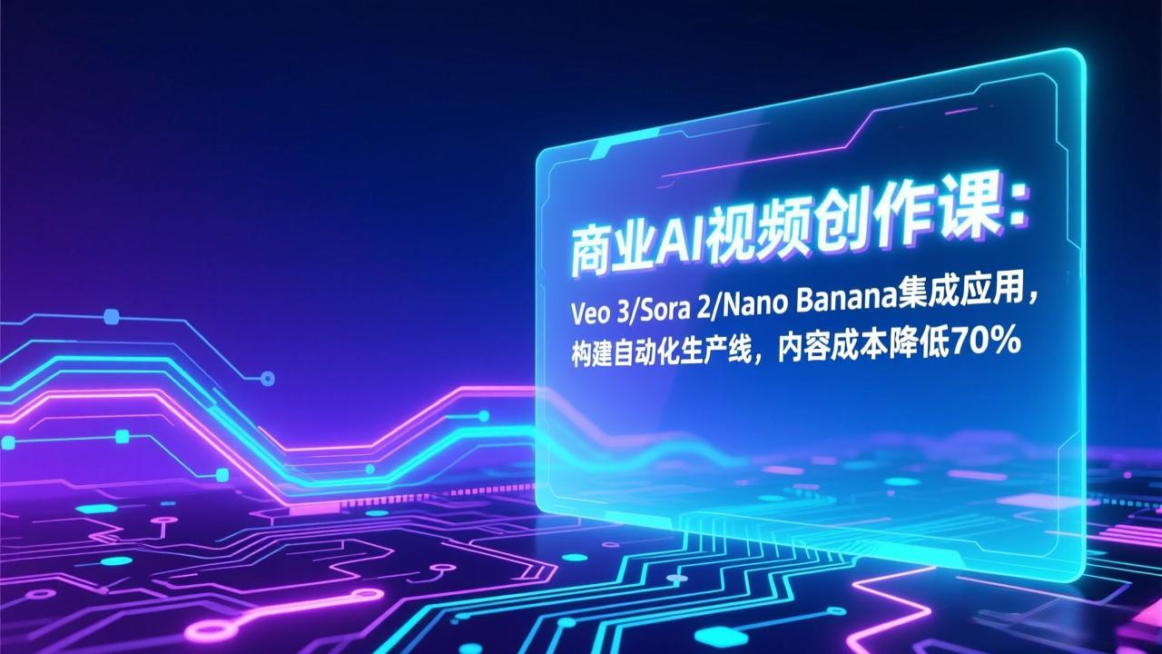 商业AI视频创作课：Veo 3/Sora 2/Nano Banana集成应用，构建自动化生产线，内容成本降低70%-聚业