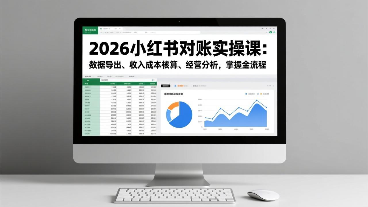 2026小红书对账实操课：数据导出、收入成本核算、经营分析，掌握全流程-聚业