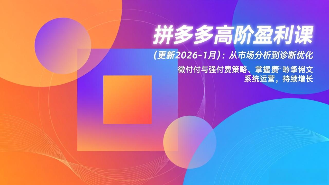 拼多多高阶盈利课(更新2026-1月-聚业