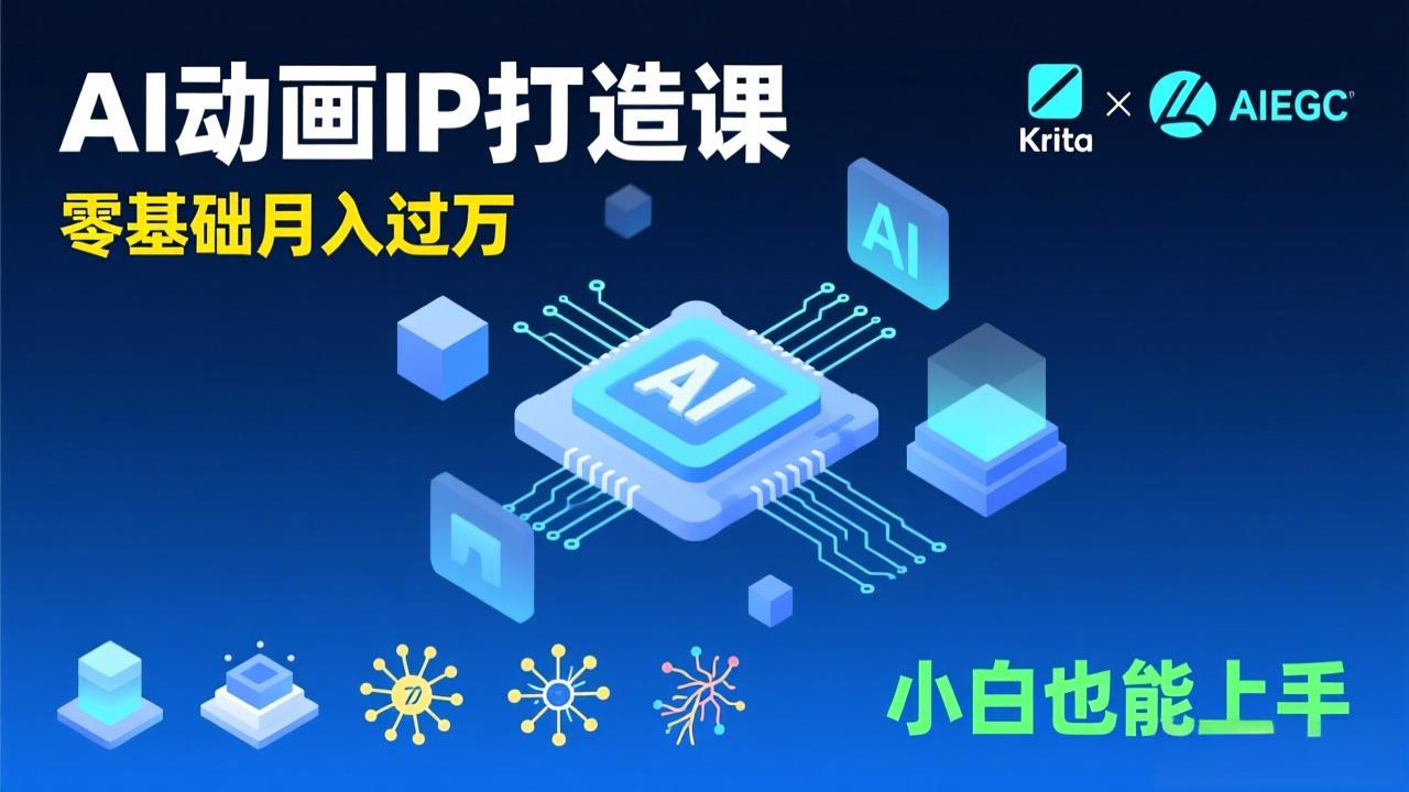 AI动画新手变现课，Krita+AIGC、模型训练、商单资源，零基础月入过万，小白也能上手-聚业