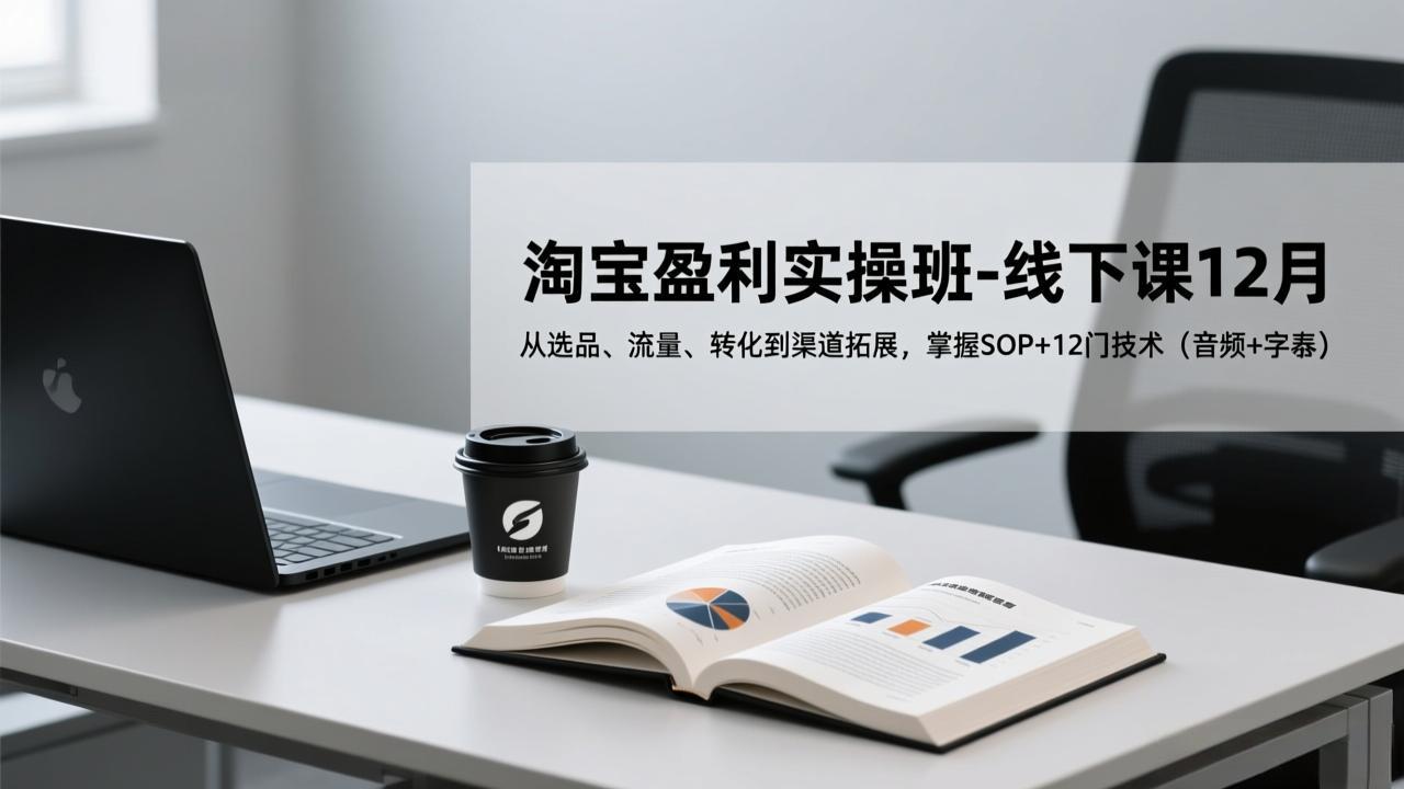 淘宝盈利实操班-线下课12月，从选品、流量、转化到渠道拓展，掌握SOP+12门技术(音频+字幕-聚业