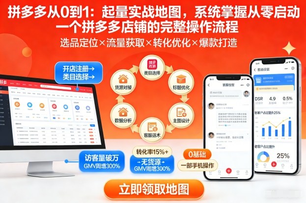 拼多多从0到1：起量实战地图，系统掌握从零启动一个拼多多店铺的完整操作流程-聚业