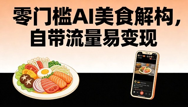 零门槛AI美食解构,自带流量易变现-聚业