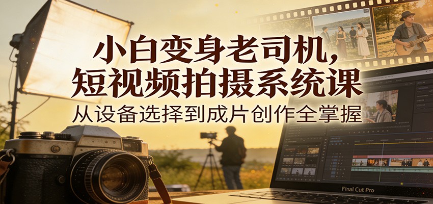 小白变身老司机，短视频拍摄系统课，从设备选择到成片创作全掌握-聚业