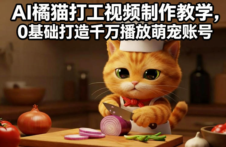 AI橘猫打工视频制作教学，流量狂飙，0基础打造千万播放萌宠账号-聚业