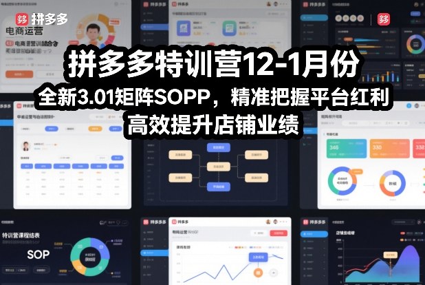 拼多多特训营12-1月份，全新3.01矩阵Sop，精准把握平台红利，高效提升店铺业绩-聚业