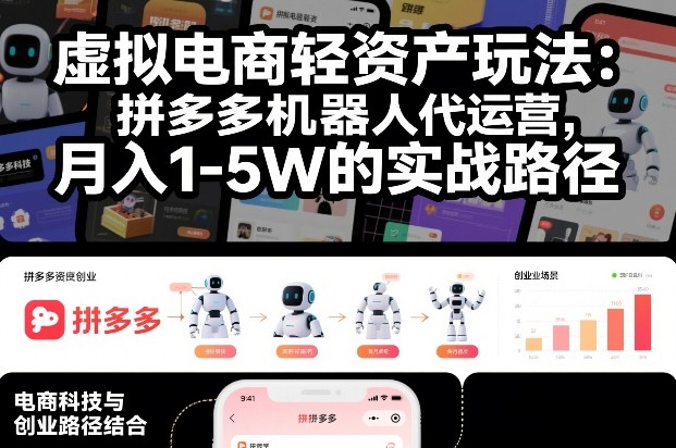 虚拟电商轻资产玩法：拼多多机器人代运营，月入1-5W的实战路径【揭秘】-聚业