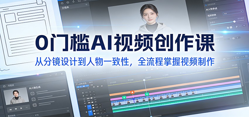 0门槛AI视频创作课:从分镜设计到人物一致性,全流程掌握视频制作-聚业