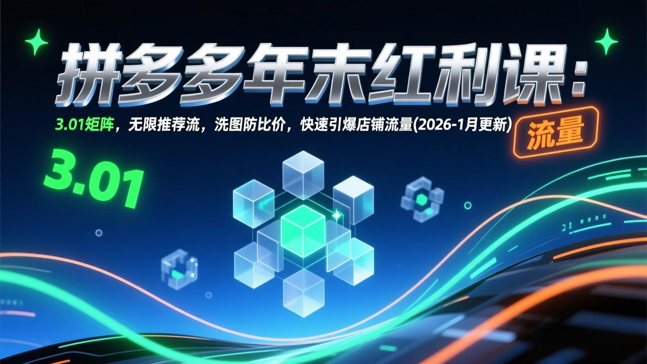 拼多多年末红利课：3.01矩阵，无限推荐流，洗图防比价，快速引爆店铺流量(2026-1月更新-聚业
