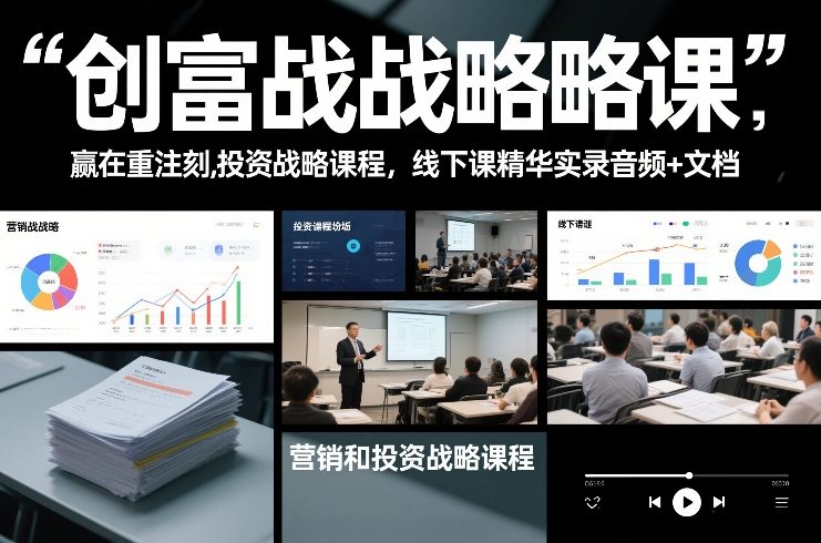 创富战略课，赢在重注时刻，营销和投资战略课程，线下课精华实录音频+文档-聚业