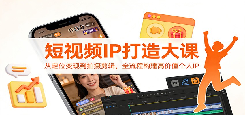 短视频IP打造大课：从定位变现到拍摄剪辑，全流程构建高价值个人IP-聚业