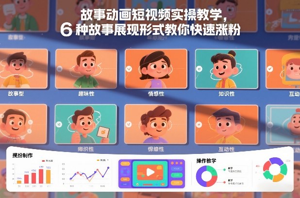 故事动画短视频实操教学，6种故事展现形式教你快速涨粉-聚业