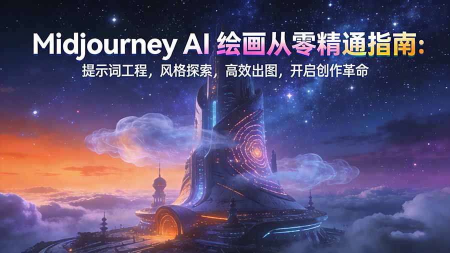 Midjourney AI绘画从零精通指南：提示词工程，风格探索，高效出图，开启创作革命-聚业