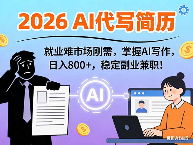 AI代写简历，超暴利，用万能模板月入1-3万实战教程，2026年市场刚需！-聚业