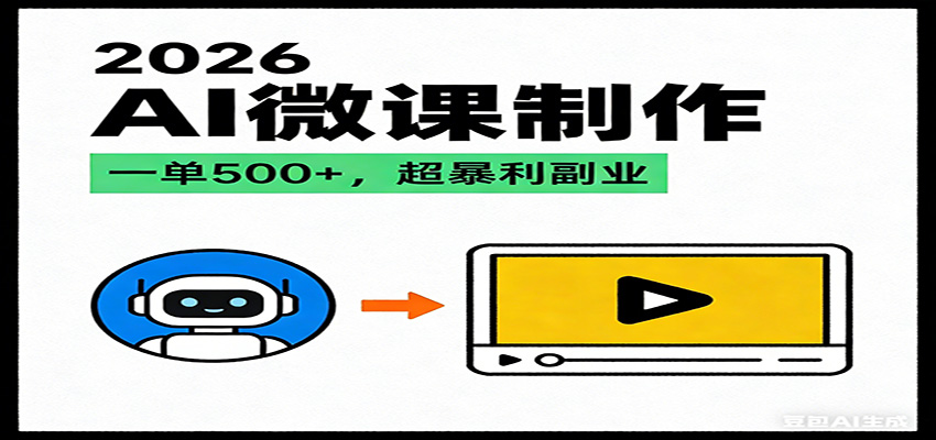 2026AI 风口最稳副业：微课代写制作，一单 500+，人人可做的蓝海项目-聚业
