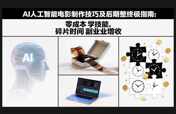 AI人工智能电影制作技巧及后期完整终极指南：零成本学技能，碎片时间副业增收-聚业