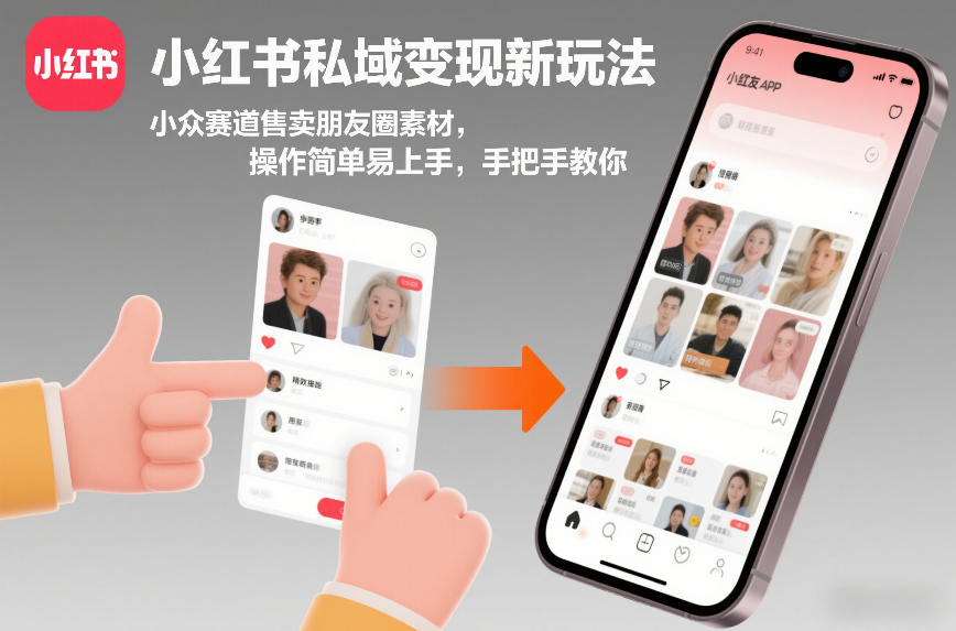 小红书私域变现新玩法，小众赛道售卖朋友圈素材，操作简单易上手，手把手教你-聚业