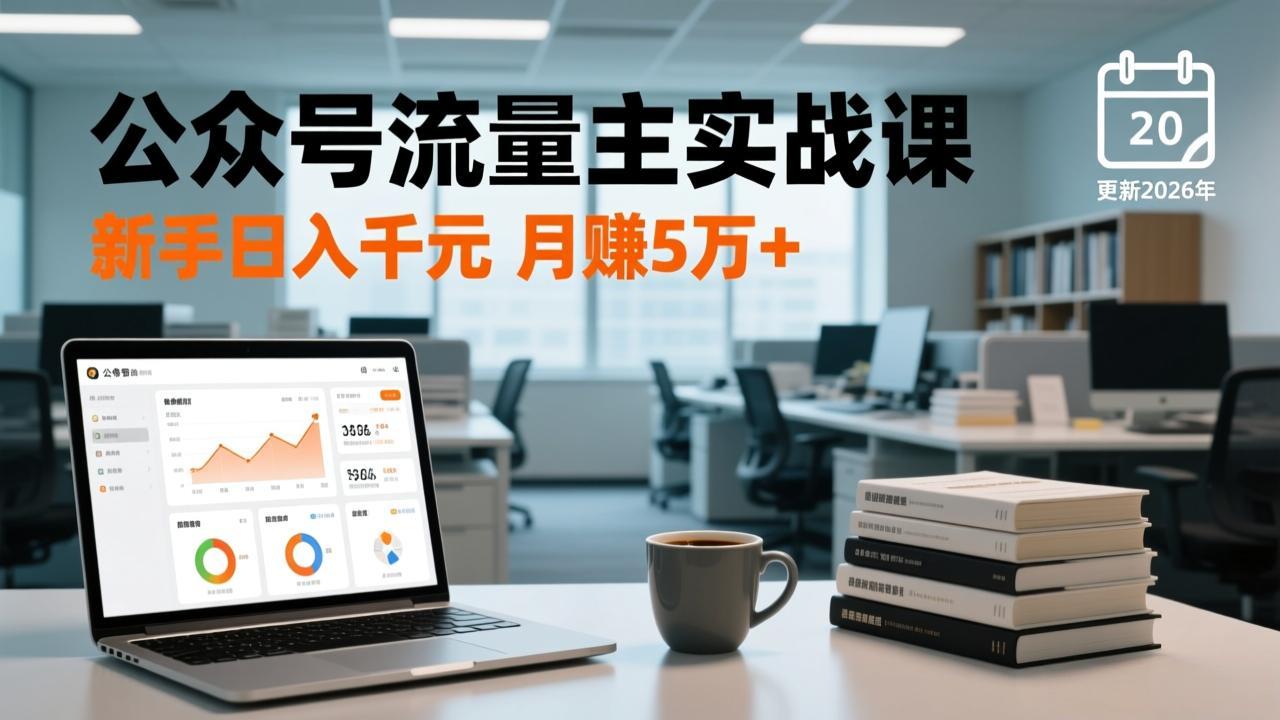 公众号流量主实战课，爆文写作、流量池运营、多平台分发，新手日入千元月赚5万+更新2026年-聚业