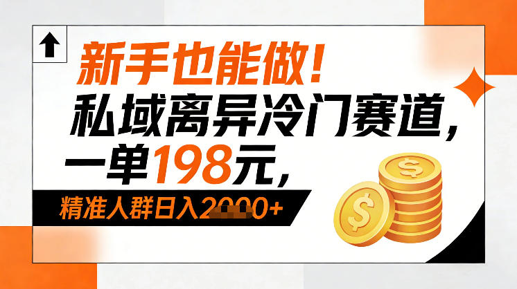 新手也能做！私域离异冷门赛道，一单198，精准人群日入1k+-聚业