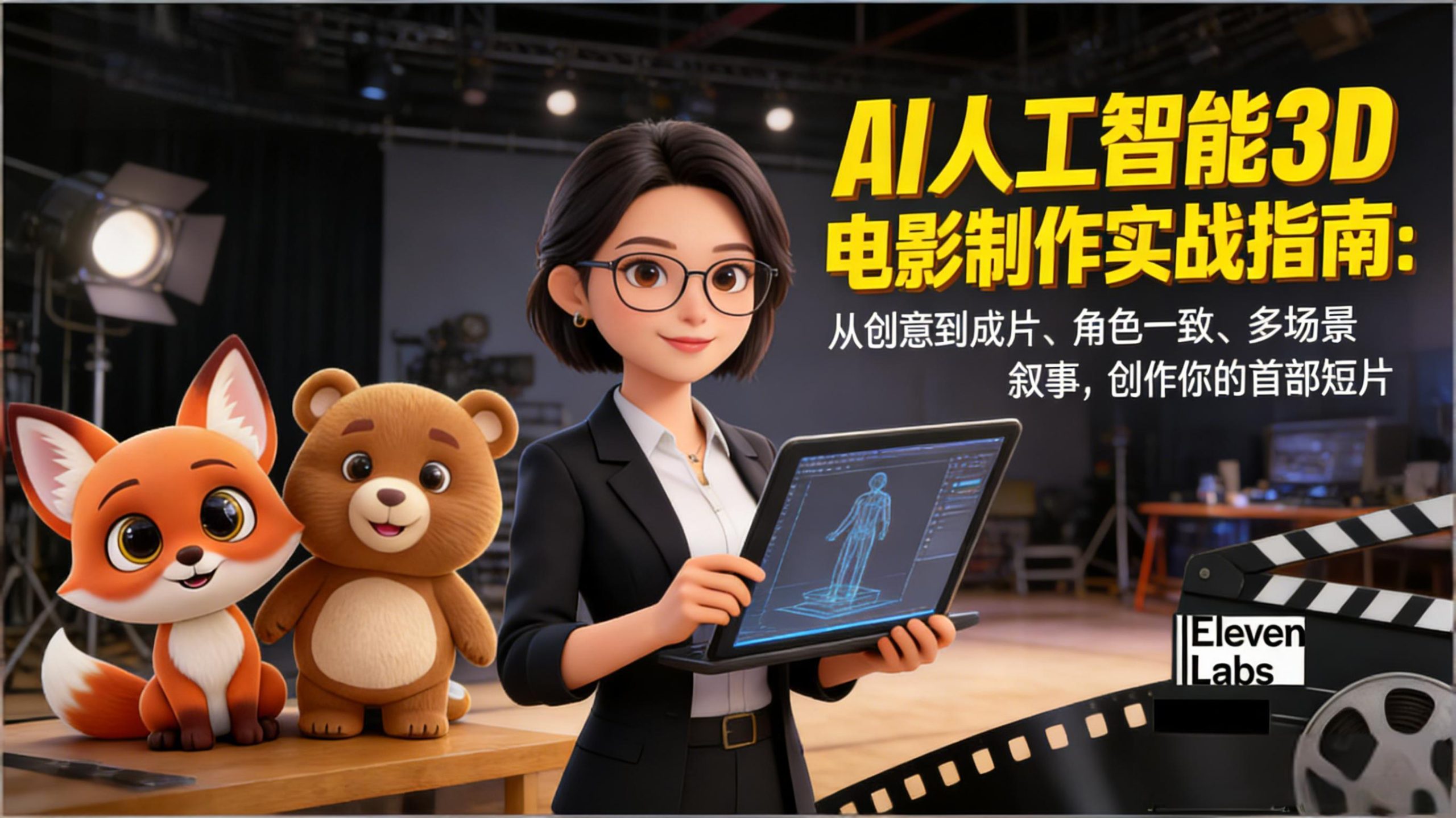 AI人工智能3D电影制作实战指南：从创意到成片、角色一致、多场景叙事，创作你的首部短片-聚业
