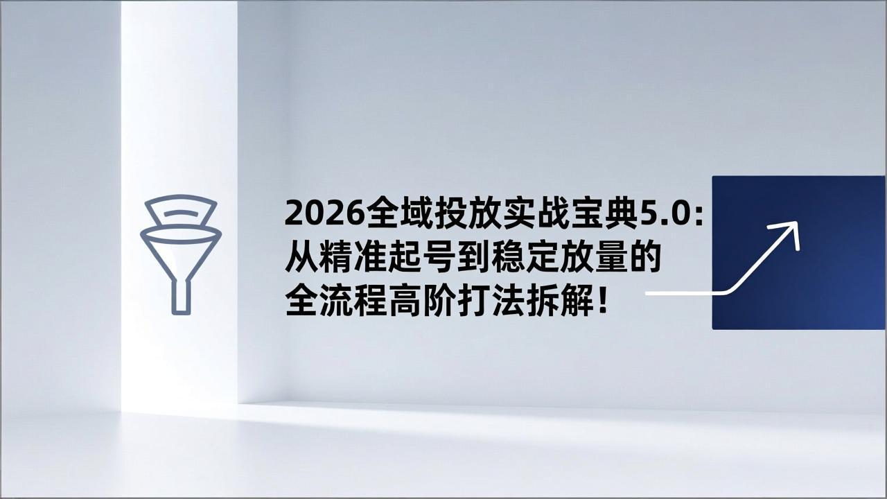 2026全域投放实战宝典5.0：从精准起号到稳定放量的全流程高阶打法拆解！-聚业