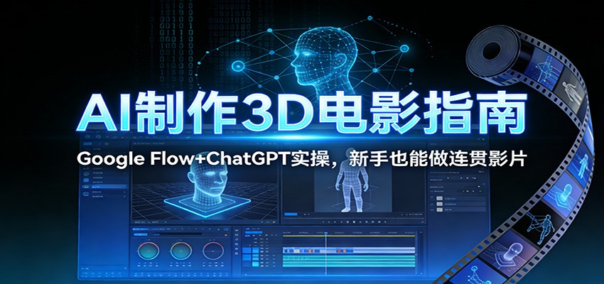 AI制作3D电影指南：Google Flow+ChatGPT实操，新手也能做连贯影片-聚业