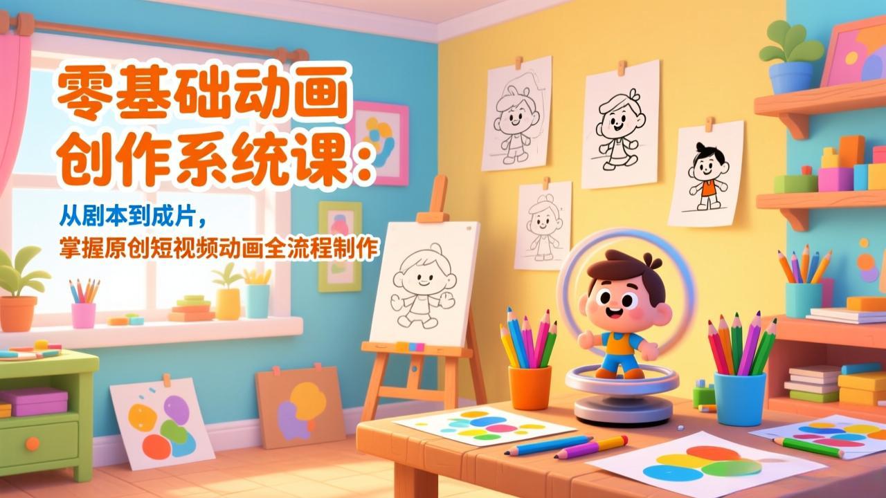 零基础动画创作系统课：从剧本到成片，掌握原创短视频动画全流程制作-聚业