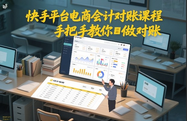快手平台电商会计对账课程，手把手教你做对账-聚业