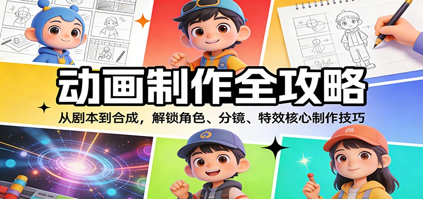 动画制作全攻略：从剧本到合成，解锁角色、分镜、特效核心制作技巧-聚业