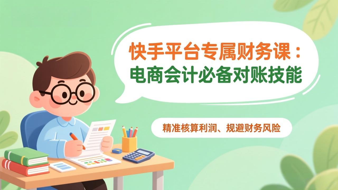 快手平台专属财务课：电商会计必备对账技能，精准核算利润、规避财务风险-聚业