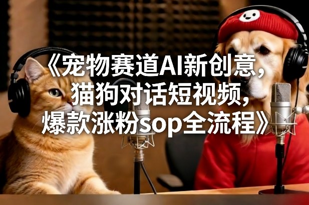 宠物赛道AI新创意,猫狗对话短视频,爆款涨粉sop全流程-聚业