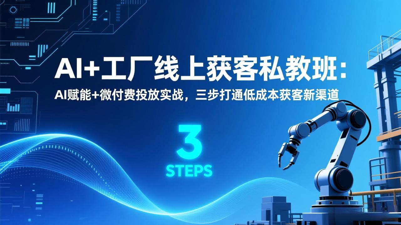 AI+工厂线上获客私教班:AI赋能+微付费投放实战,三步打通低成本获客新渠道-聚业