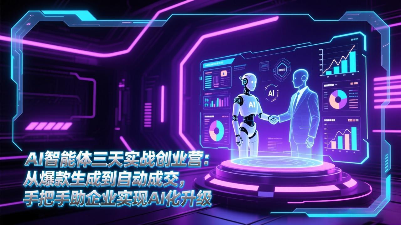 AI智能体三天实战创业营:从爆款生成到自动成交,手把手助企业实现AI化升级-聚业
