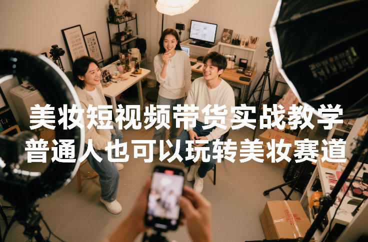 美妆短视频带货实战教学，普通人也可以玩转美妆赛道-聚业