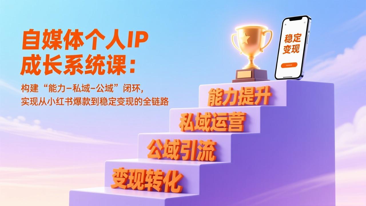自媒体个人IP成长系统课：构建“能力-私域-公域”闭环，实现从小红书爆款到稳定变现的全链路-聚业