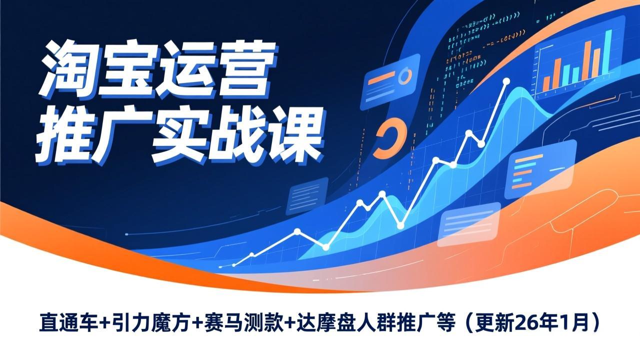 淘宝运营推广实战课,直通车+引力魔方+赛马测款+达摩盘人群推广等(更新26年1月-聚业